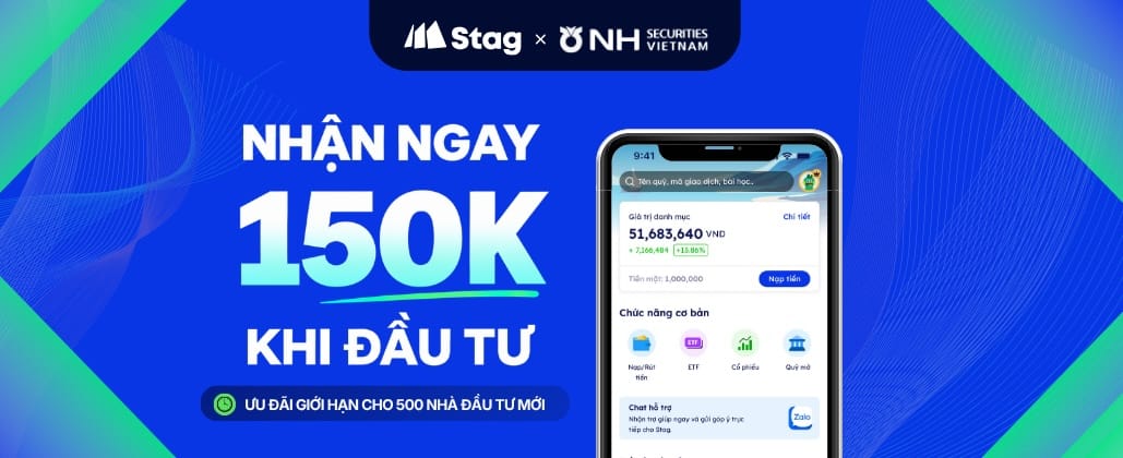 Stag x NH Securities Vietnam - Nhận ngay 150K khi đầu tư